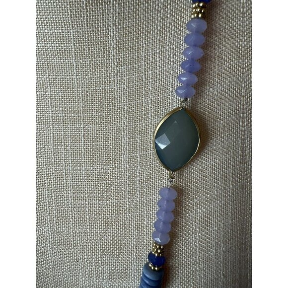 Chico's Mixed Media Mixed Stone Silvertone and Lavender Purple Necklace Converti - Picture 2 of 5
